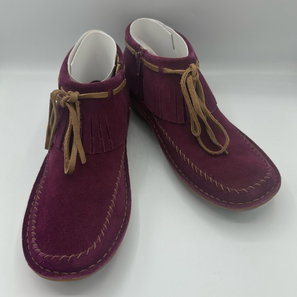 Suede Moccasin Boots with Fringe